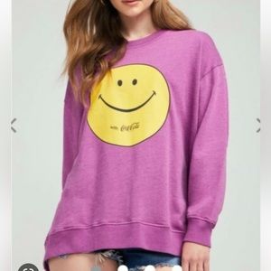 Wildfox Smile With A Coke Roadtrip Sweatshirt Oversized Pullover